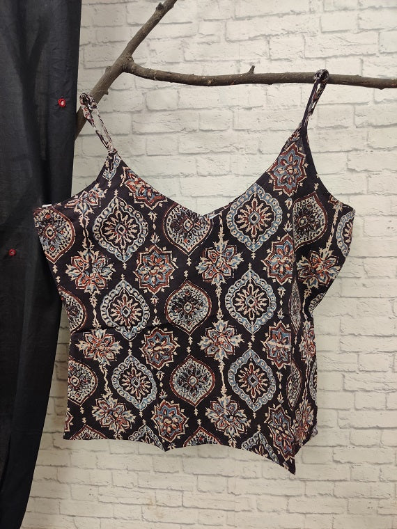 Hand Block Printed Spaghetti Strap Top