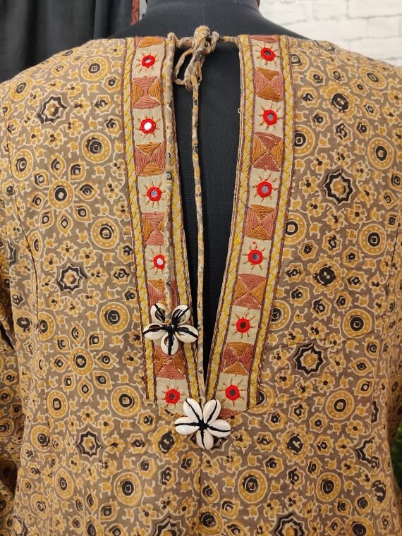 Kashish Ajrakh Hand Embroidered Patch Comfort Fit Dress