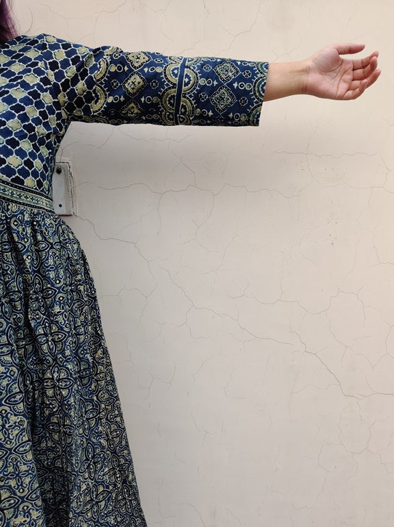 Mayur Ajrakh Hand Block Printed Nyra Cut Dress