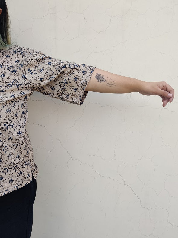 Off White Bagru Relaxed Fit Short Shirt