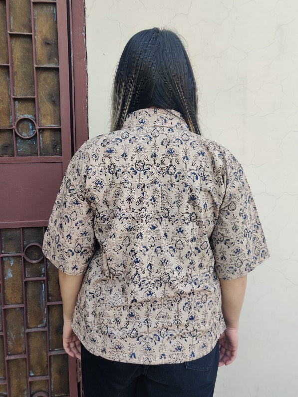 Off White Bagru Relaxed Fit Short Shirt
