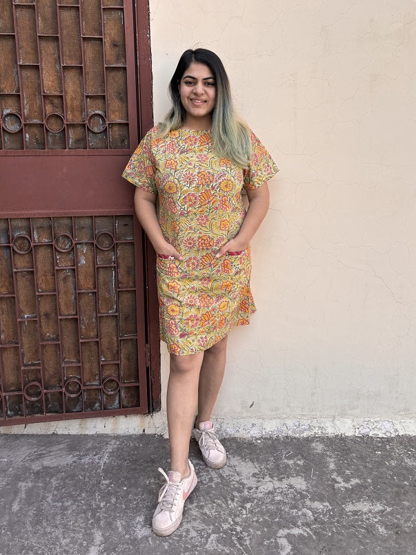 Inika Knee Length Shift Dress with Front Pockets
