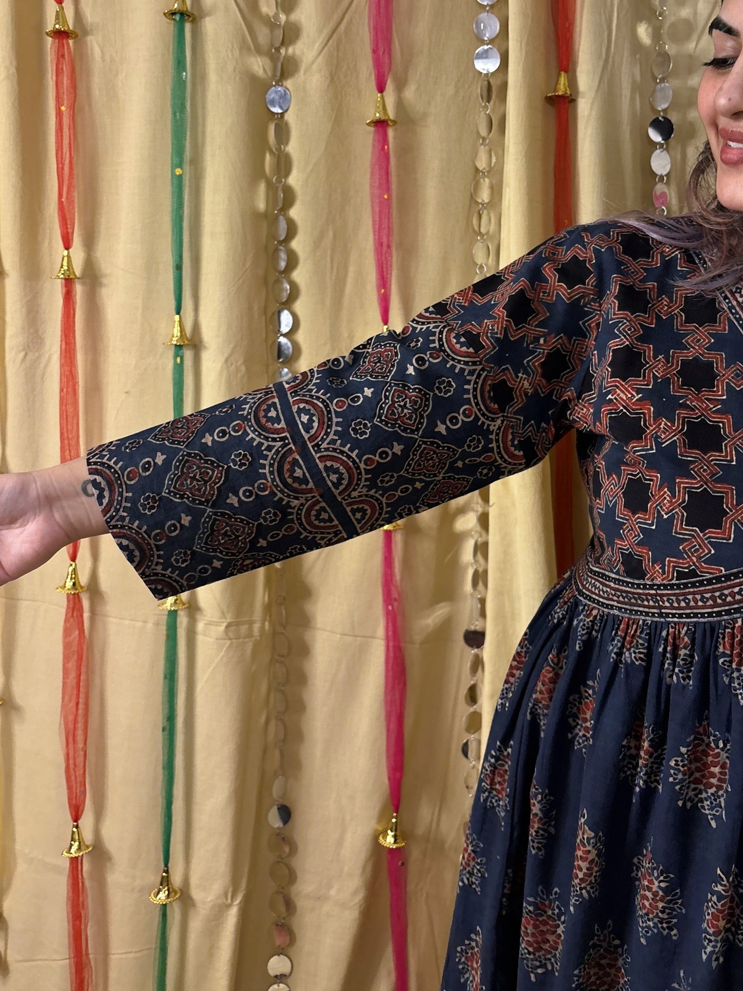 Falak Ajrakh Hand Block Printed Nyra Cut Dress