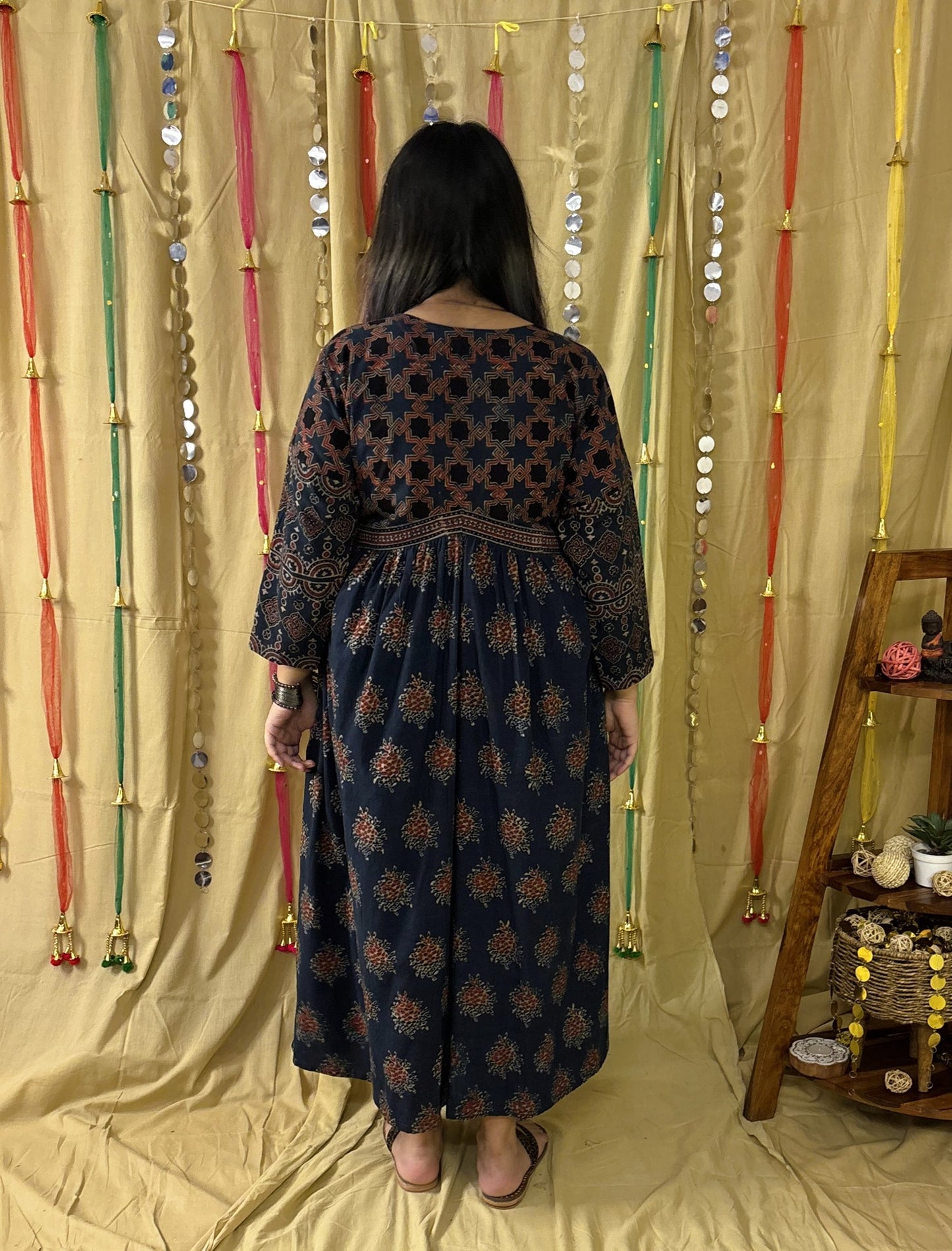 Falak Ajrakh Hand Block Printed Nyra Cut Dress