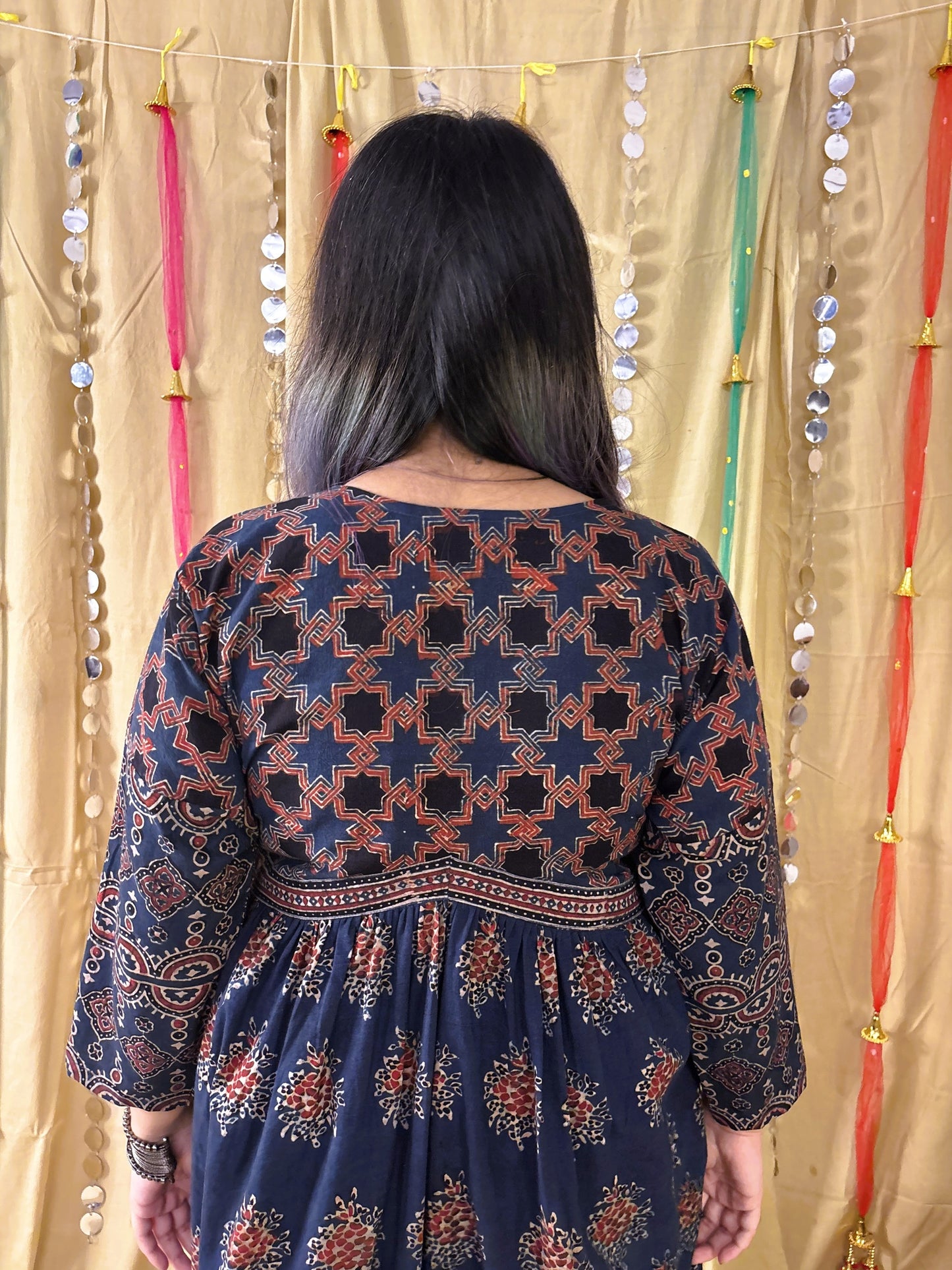 Falak Ajrakh Hand Block Printed Nyra Cut Dress