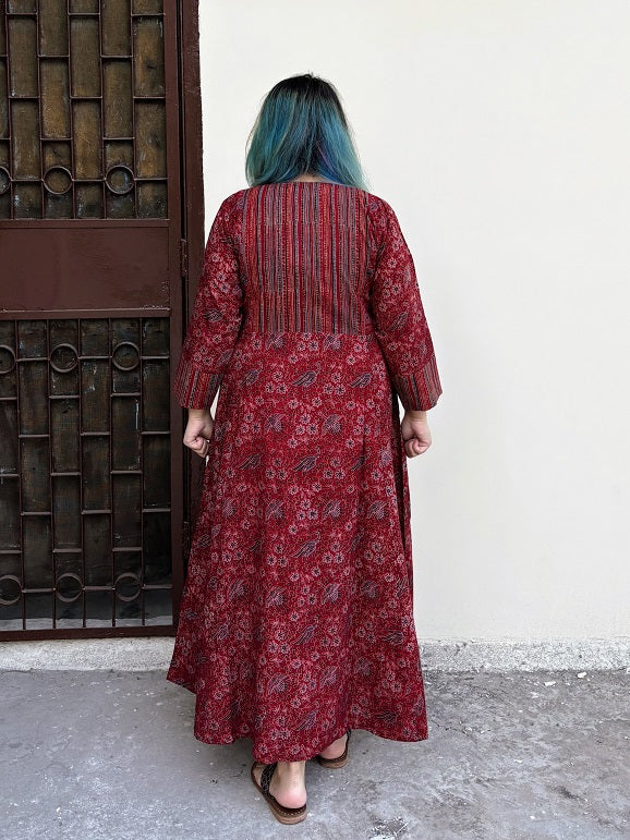 Manisi Ajrakh A line Maxi Patch Dress
