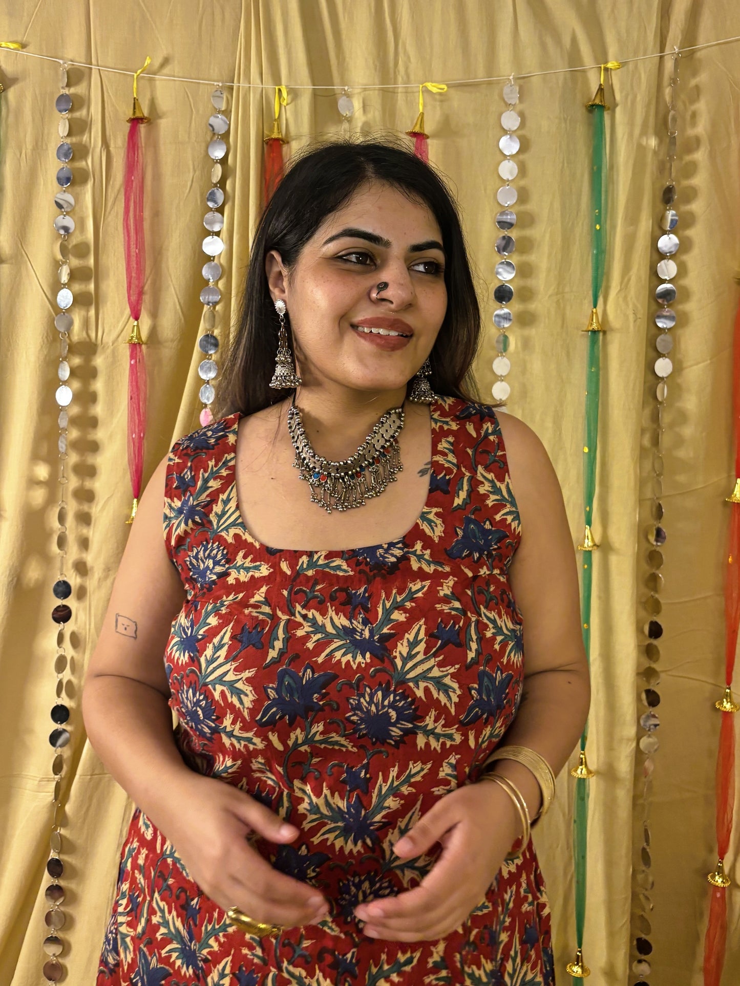 Zareen Short Kurti with Kali Pants Set with Corset Back