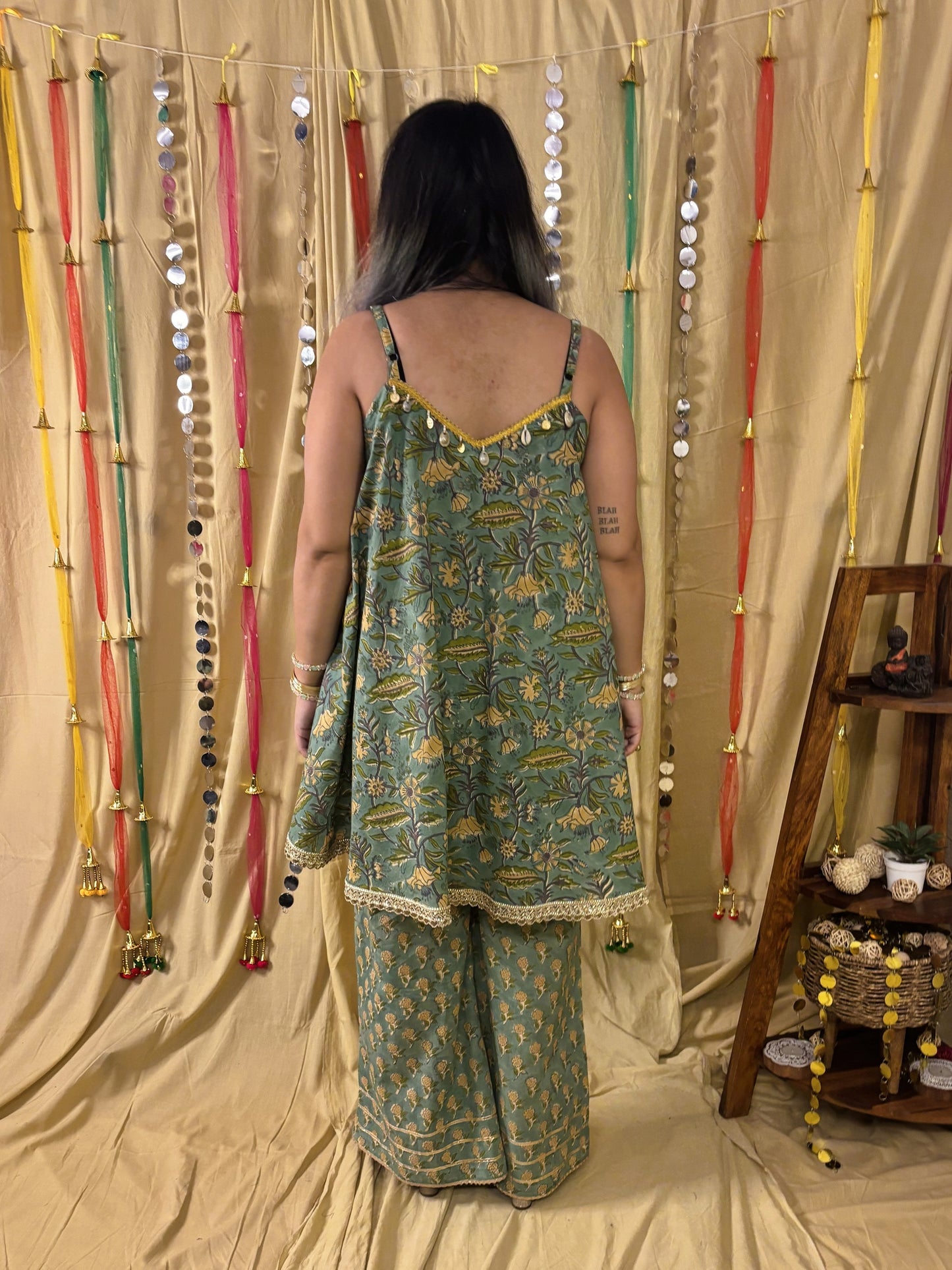 Hoor Hand Block Printed Flared Top with Fit Flare Pants