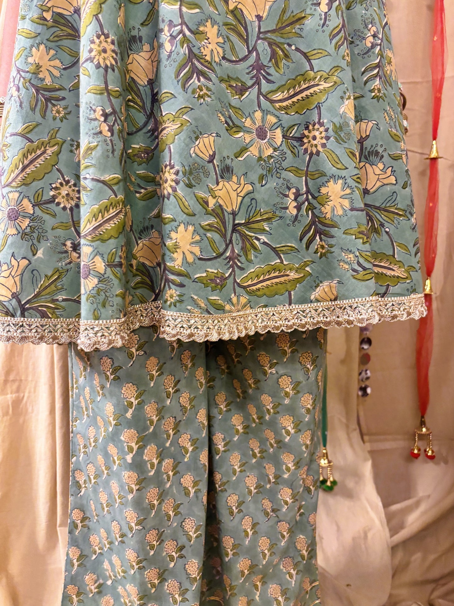 Hoor Hand Block Printed Flared Top with Fit Flare Pants