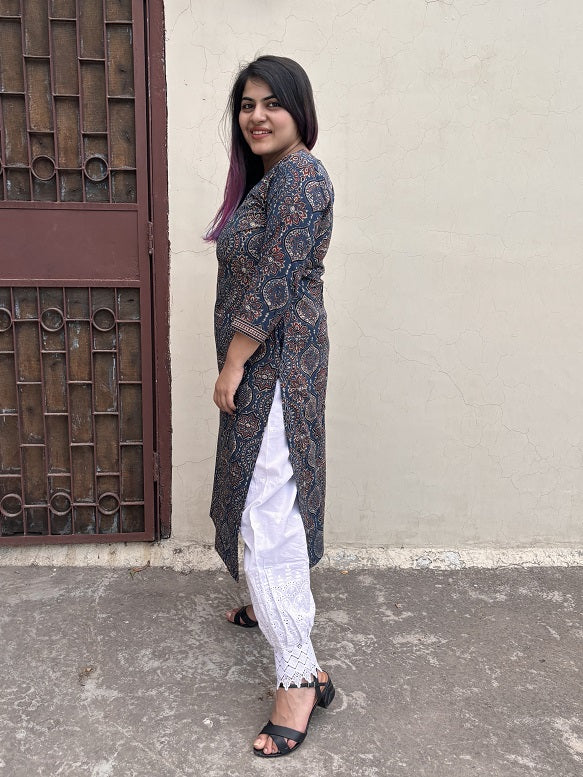 Jiera Ajrakh Kurta with V Neck