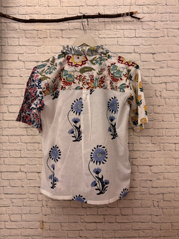 Riot of Colour White Patchwork Comfort Fit Shirt