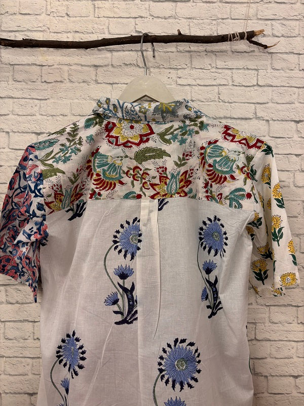 Riot of Colour White Patchwork Comfort Fit Shirt