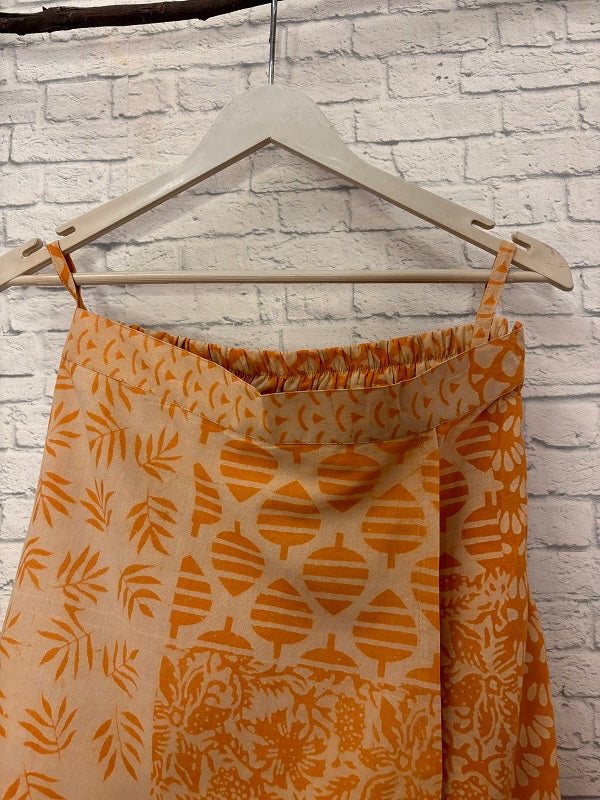 Orange Patch Hand Block Printed Skorts