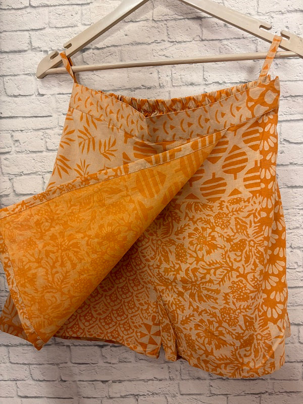 Orange Patch Hand Block Printed Skorts