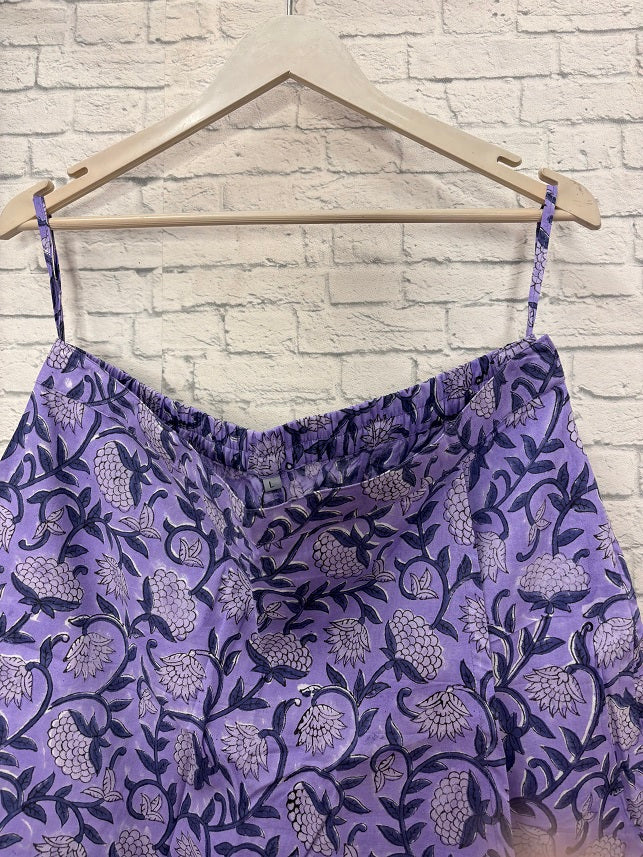 Purple Floral Hand Block Printed Skorts