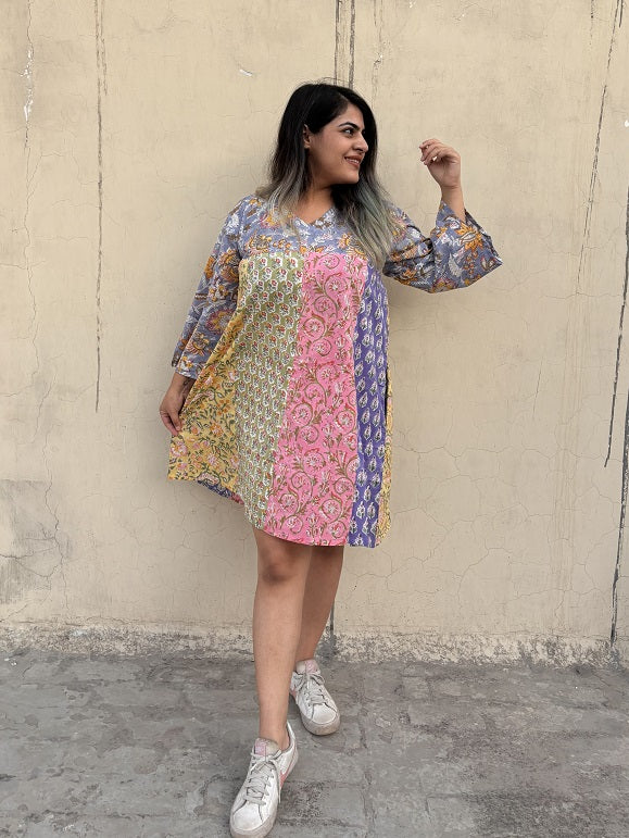 Riot of Colors : Hand Block Pinted Third Edition Short Dress
