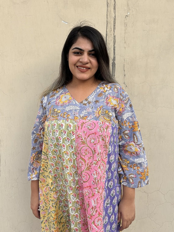 Riot of Colors : Hand Block Pinted Third Edition Short Dress