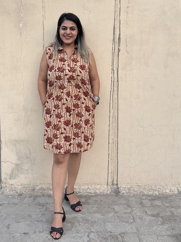 Chocolate Cosmos A Line Knee Length Collar Dress