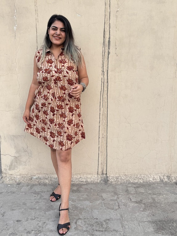 Chocolate Cosmos A Line Knee Length Collar Dress