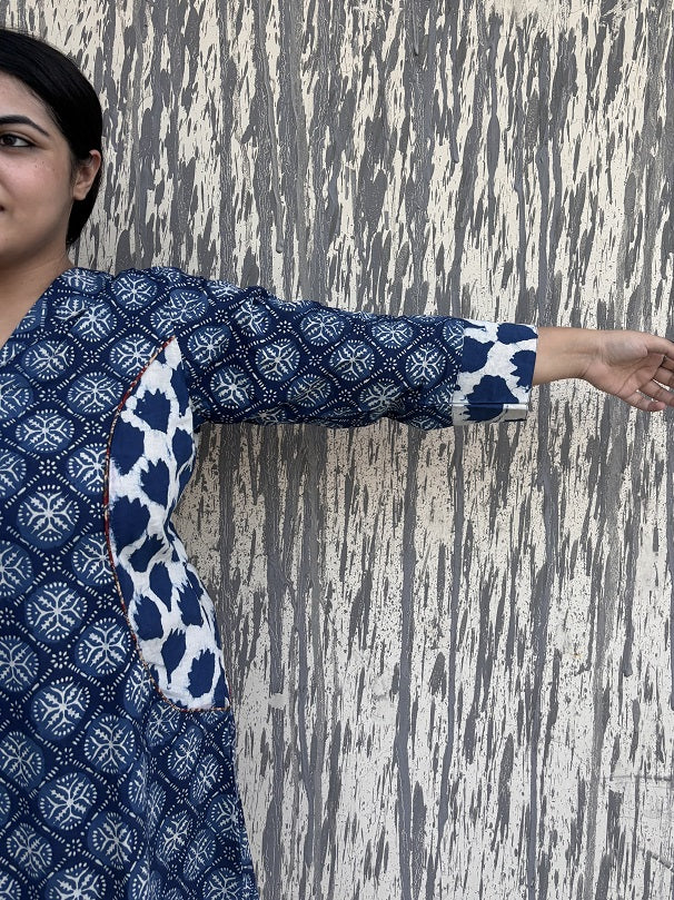 Morning Glory Hand Block Printed Patch Shift Dress