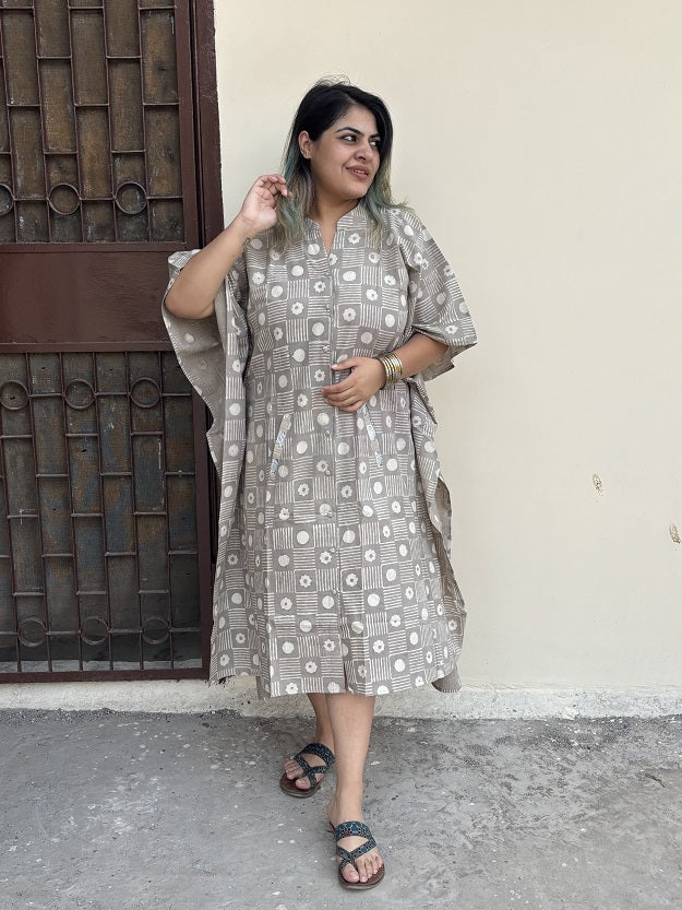 Kashish Dabu High Low Midi Cotton Shirt Kaftan
