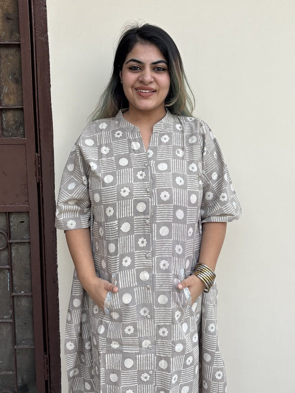 Kashish Dabu High Low Midi Cotton Shirt Kaftan