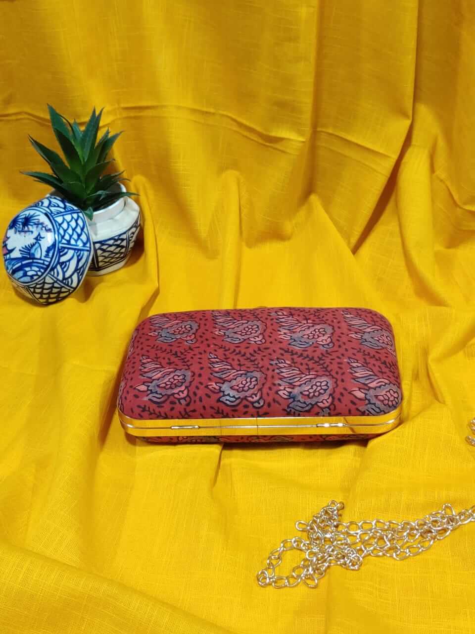 Laal Shank Ajrakh Clutch Bag