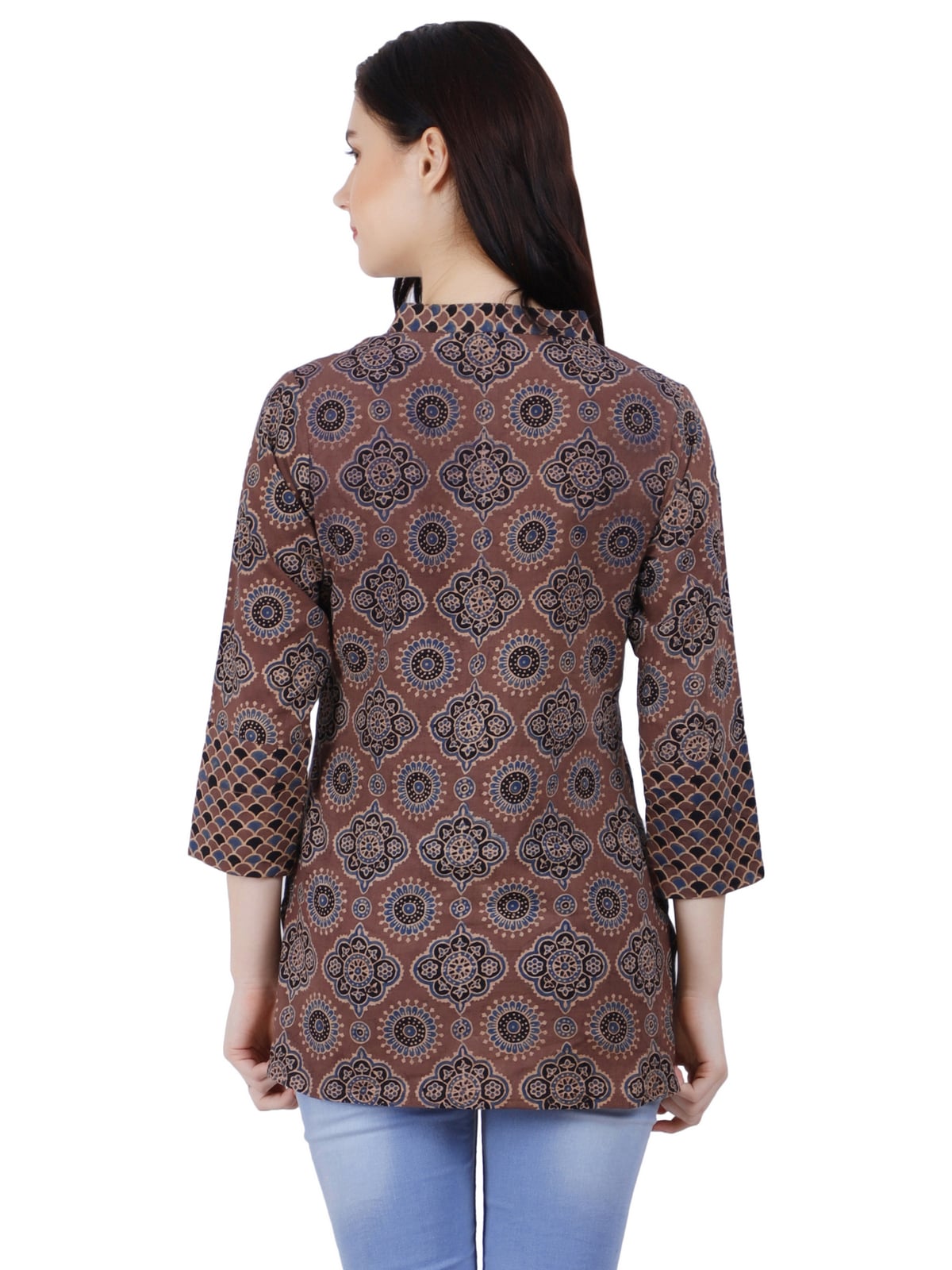 Kashish Ajrakh Dual Fabric Cotton Short Kurti