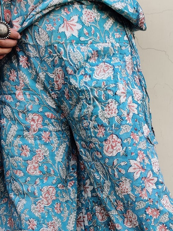 Saachi Hand Block Printed Culottes and Shrug Coordinated Set