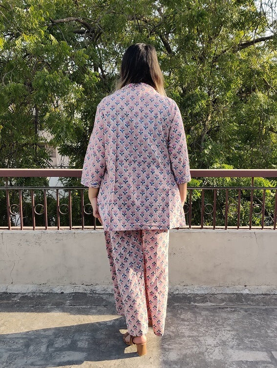 Petunia Hand Block Printed Culottes and Shrug Coordinated Set
