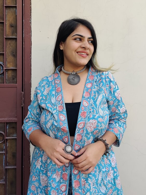 Saachi Hand Block Printed Culottes and Shrug Coordinated Set