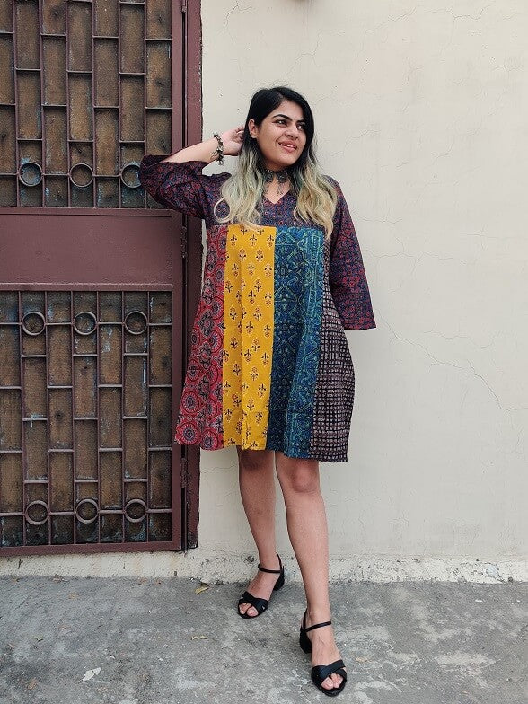 Riot of Colors : Ajrakh Third Edition Short Dress