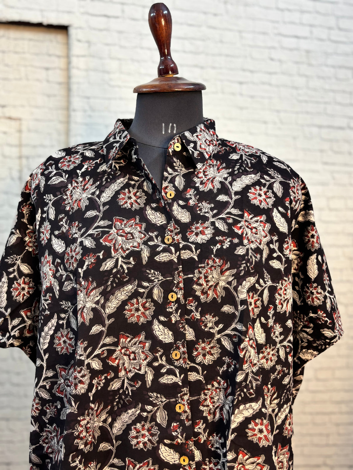 Black Kalamkari Hand Block Printed Cotton High Low Shirt Kaftan