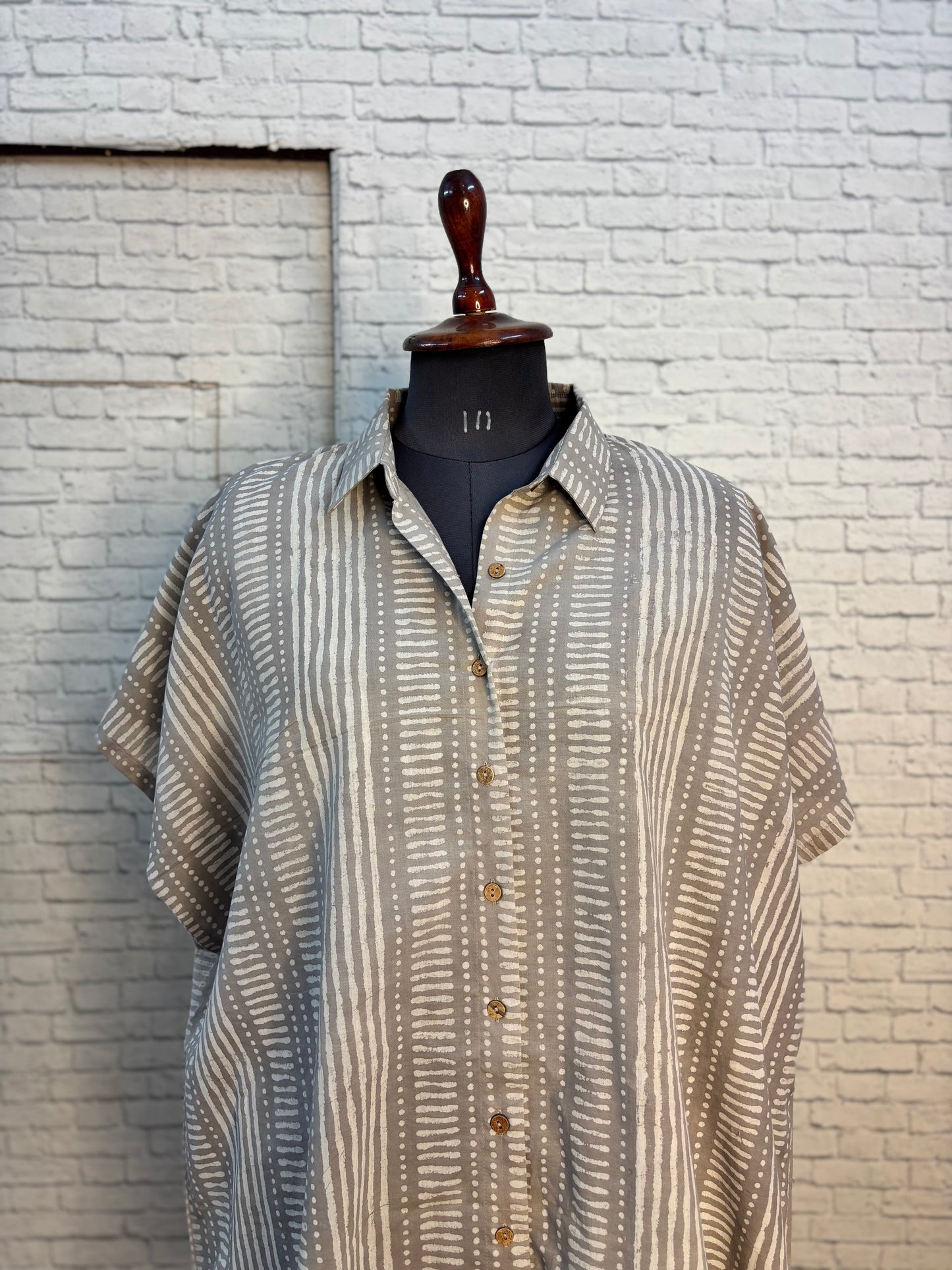 Kashish Dabu Cotton High Low Shirt Kaftan