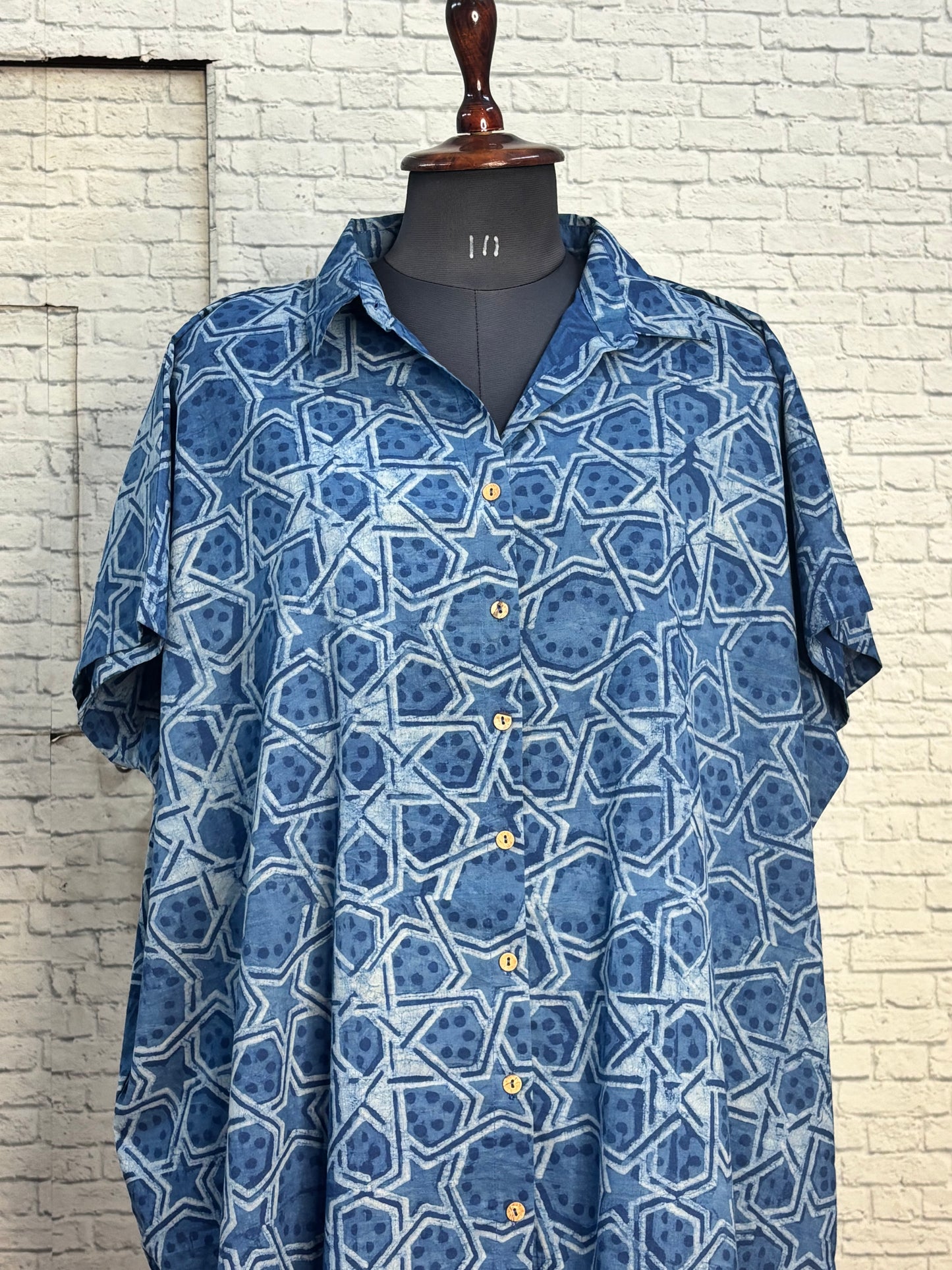 Indigo Star Cotton High Low Shirt Kaftan