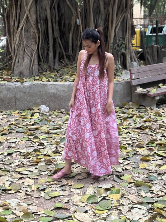 Rosa Belle Hand Block Printed Floral Flared Jumpsuit