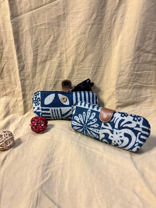 Indigo Tiles Hand Block Print Eyewear Case