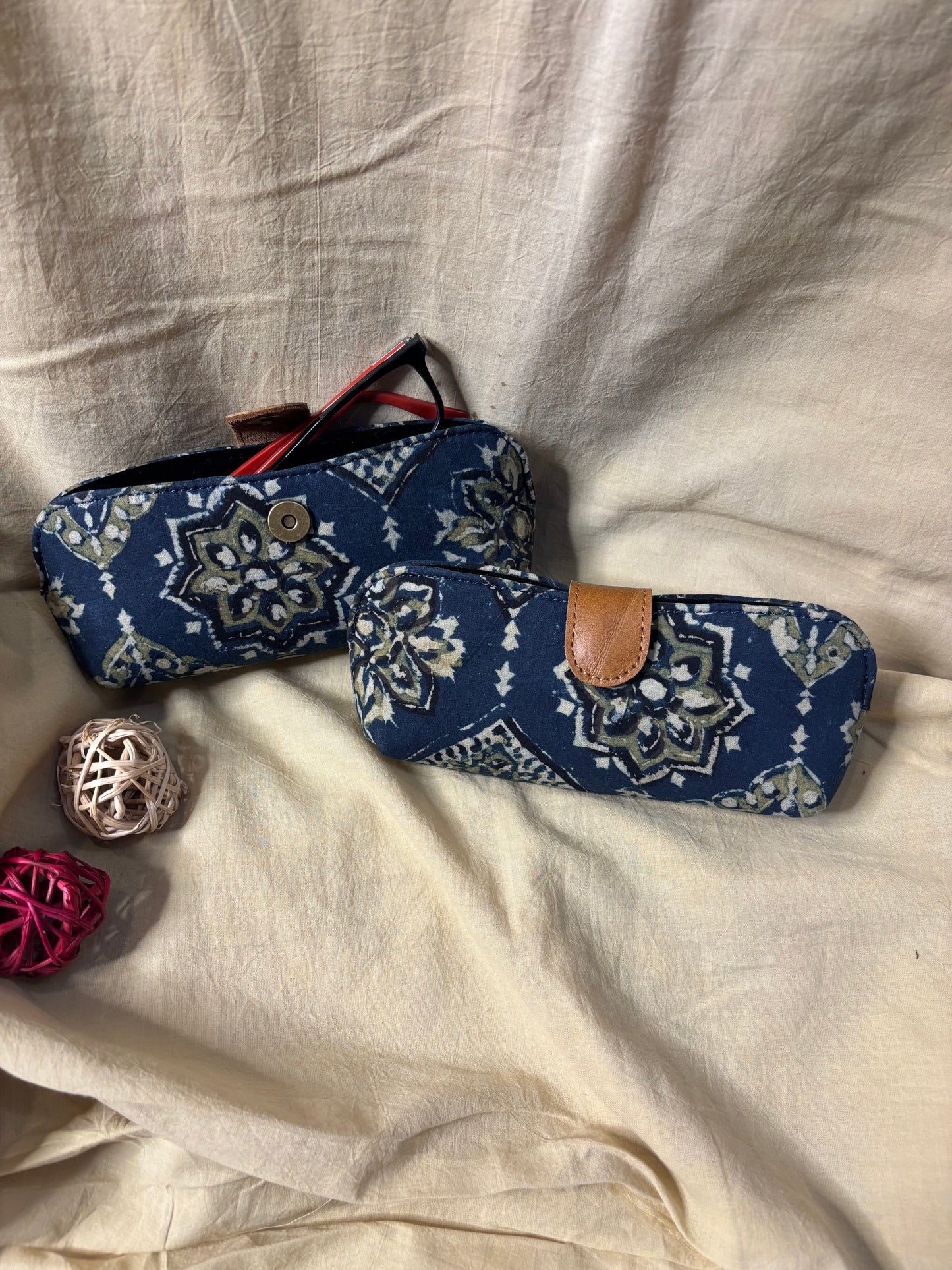 Indigo Green Ajrakh Eyewear Case