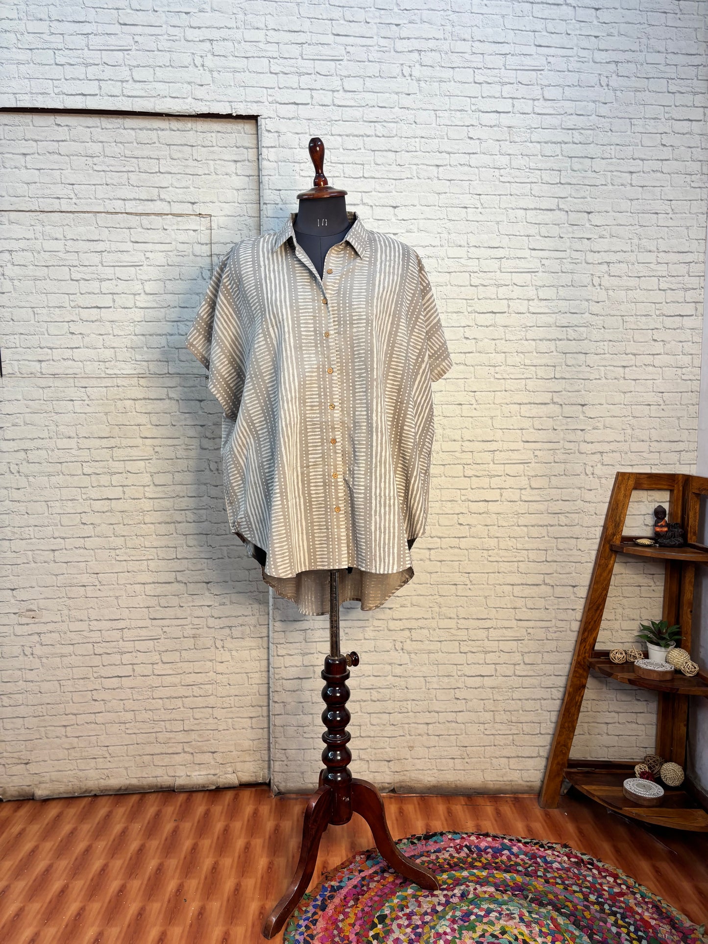 Kashish Dabu Cotton High Low Shirt Kaftan