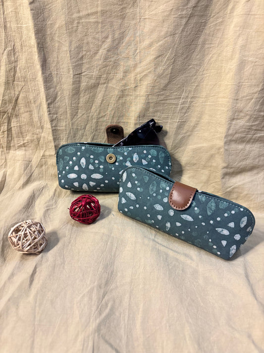 Grey Dabu Hand Block Print Eyewear Case