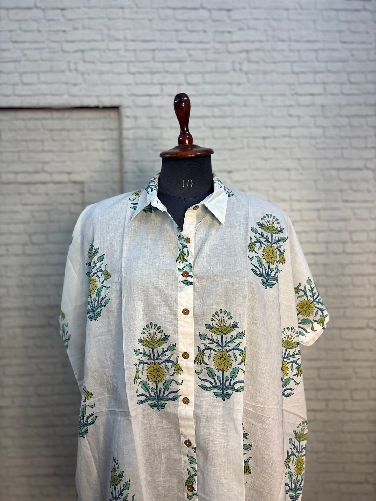 Wildflower Bouquet Cotton High Low Shirt Kaftan