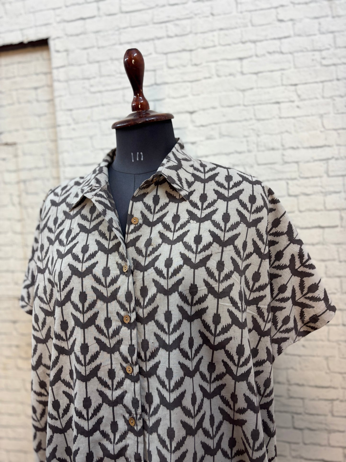 Kashish Flowers Hand Block Printed Cotton High Low Shirt Kaftan
