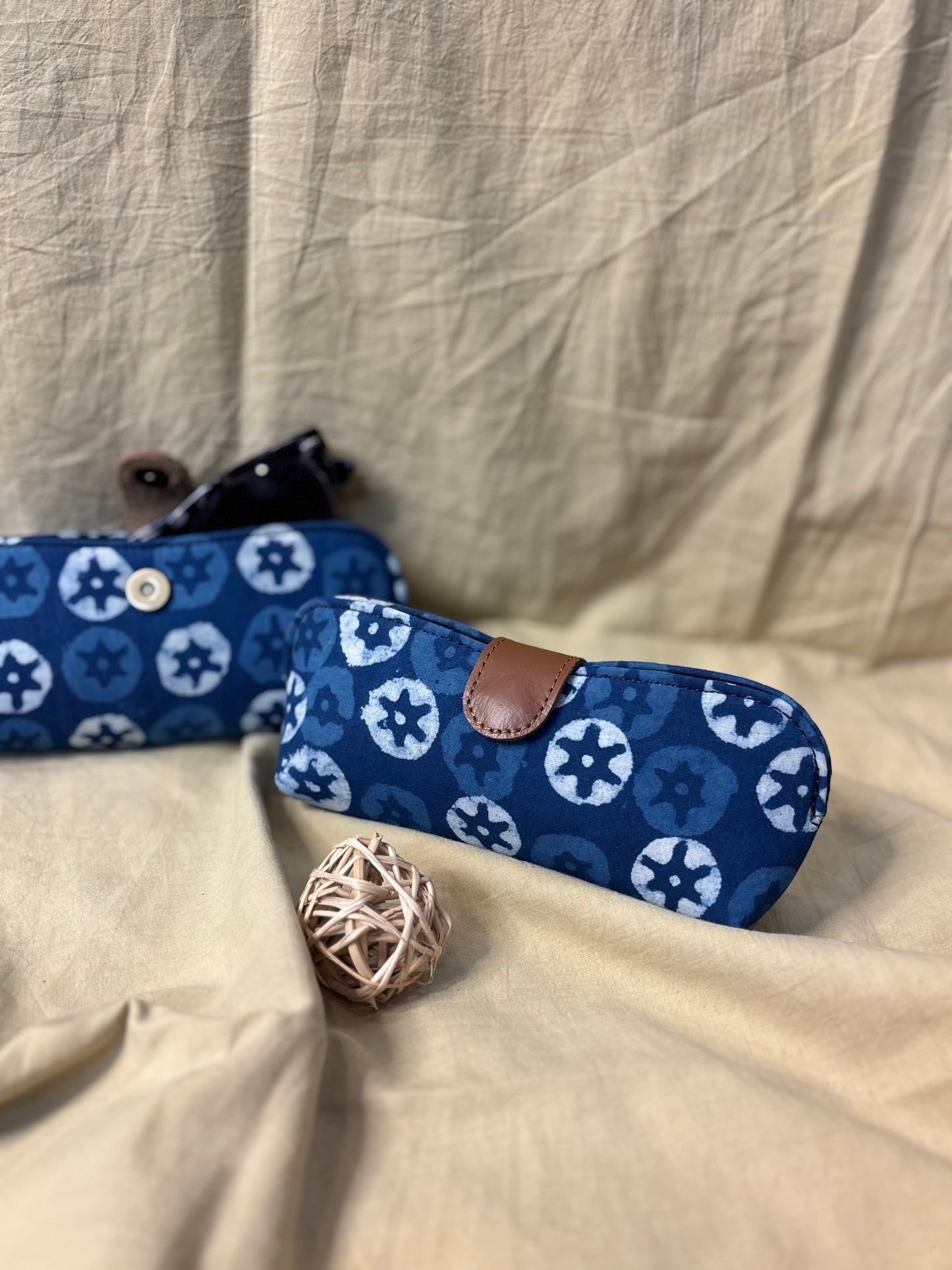 Indigo Star Dabu Hand Block Print Eyewear Case