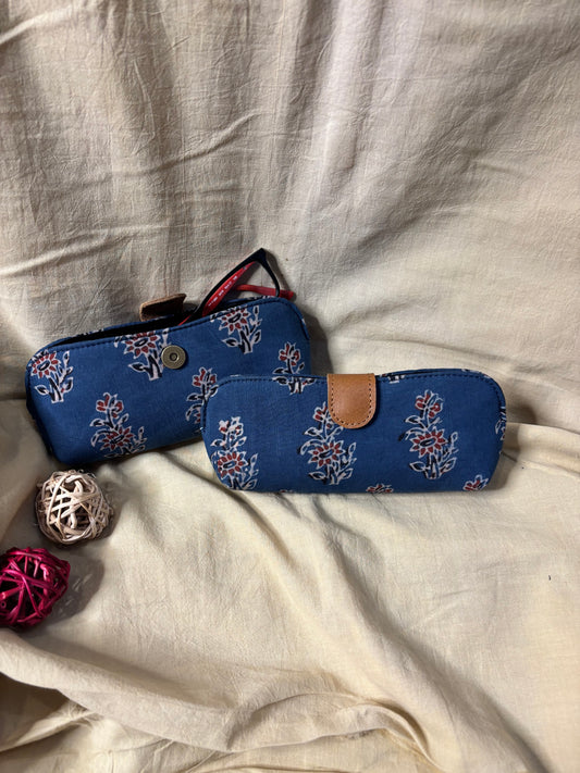 Indigo Red Ajrakh Hand Block Print Eyewear Case