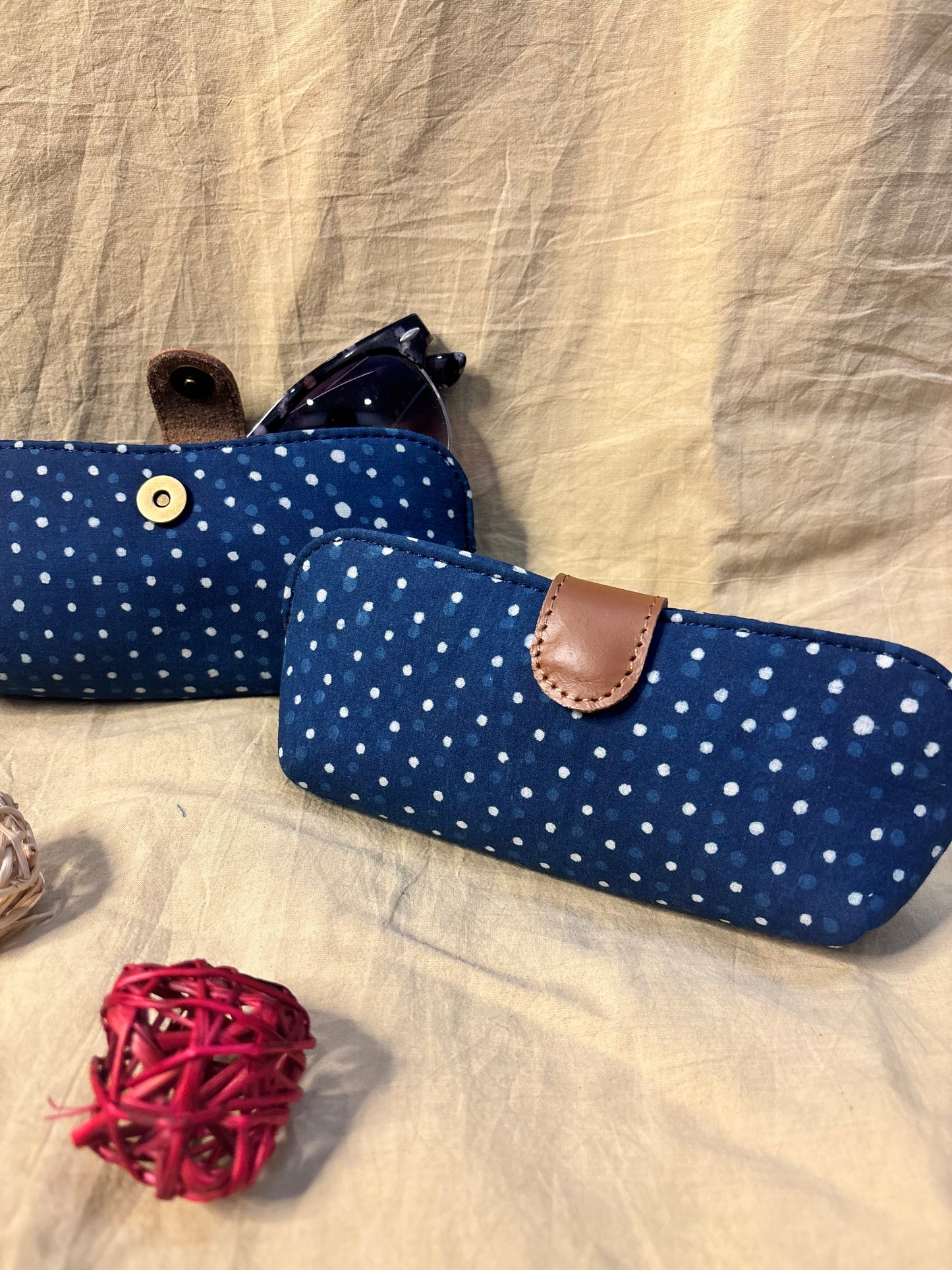Indigo Dots Hand Block Print Eyewear Case