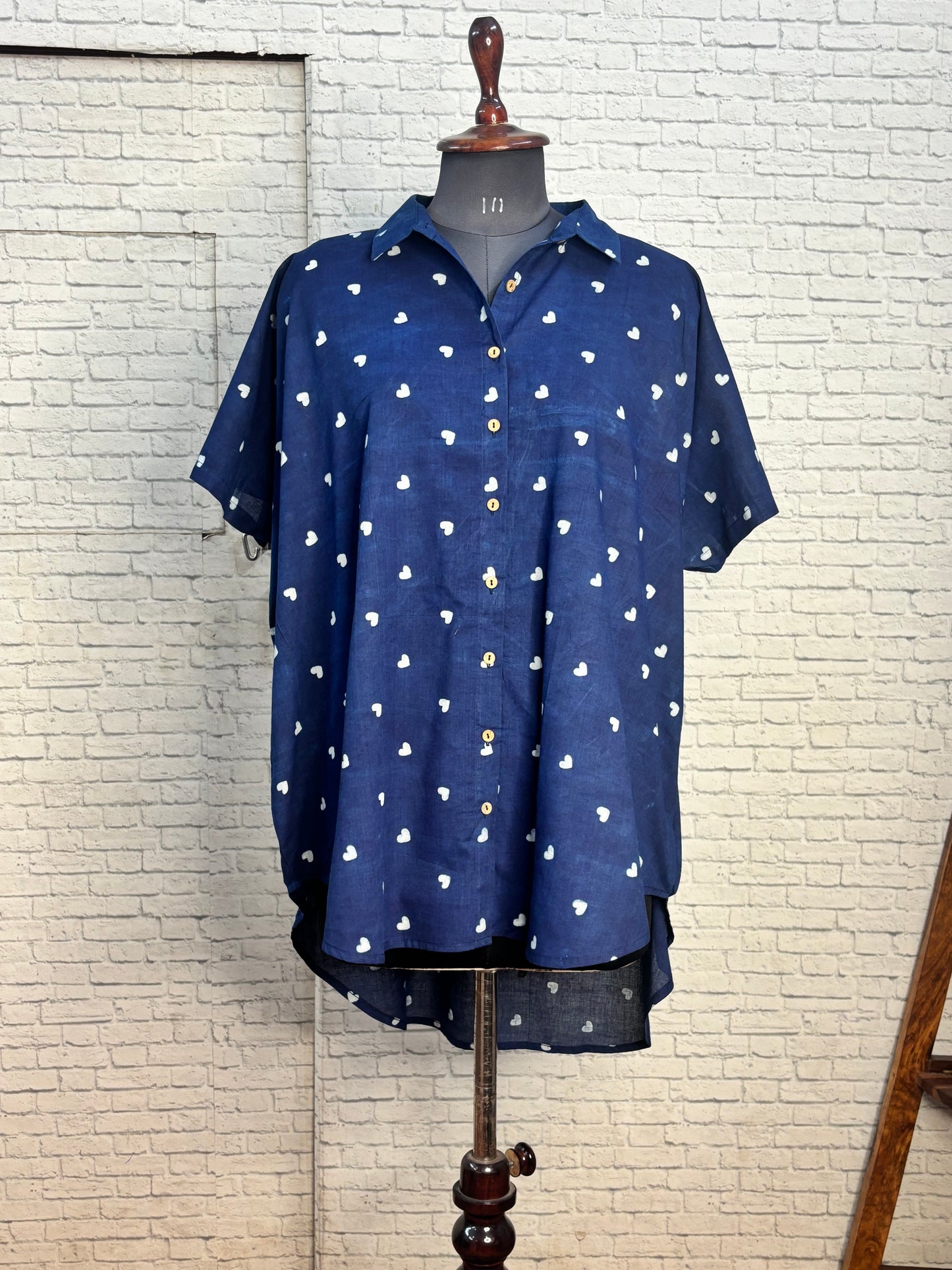 Indigo Hearts Cotton High Low Shirt Kaftan