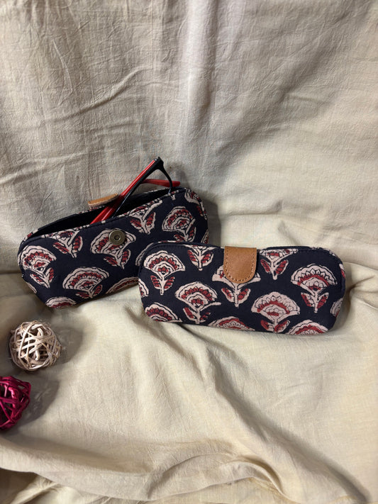 Black Red Bagru Eyewear Case