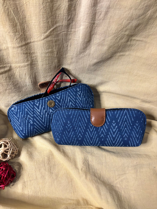 Indigo Hand Block Print Eyewear Case