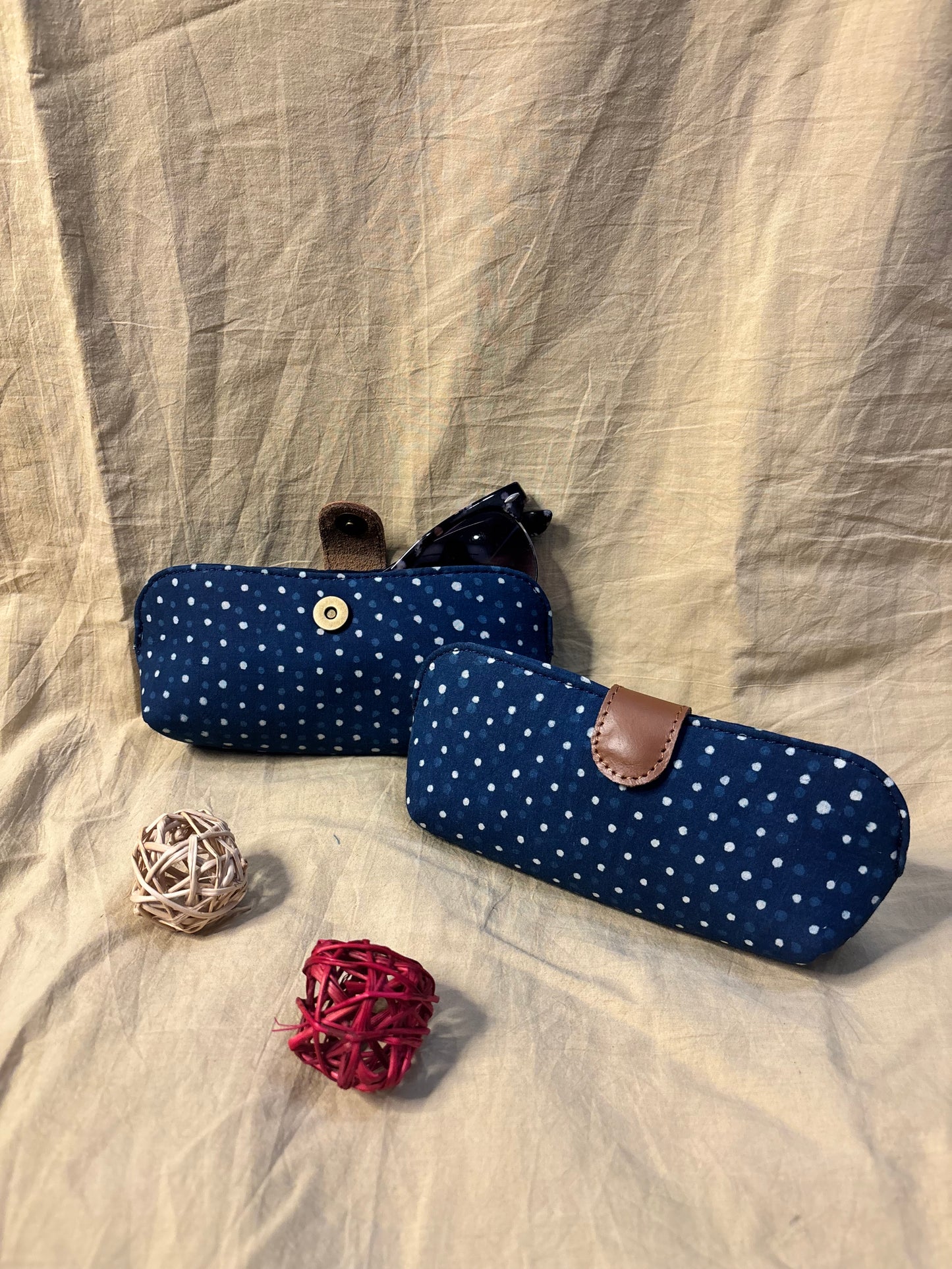Indigo Dots Hand Block Print Eyewear Case
