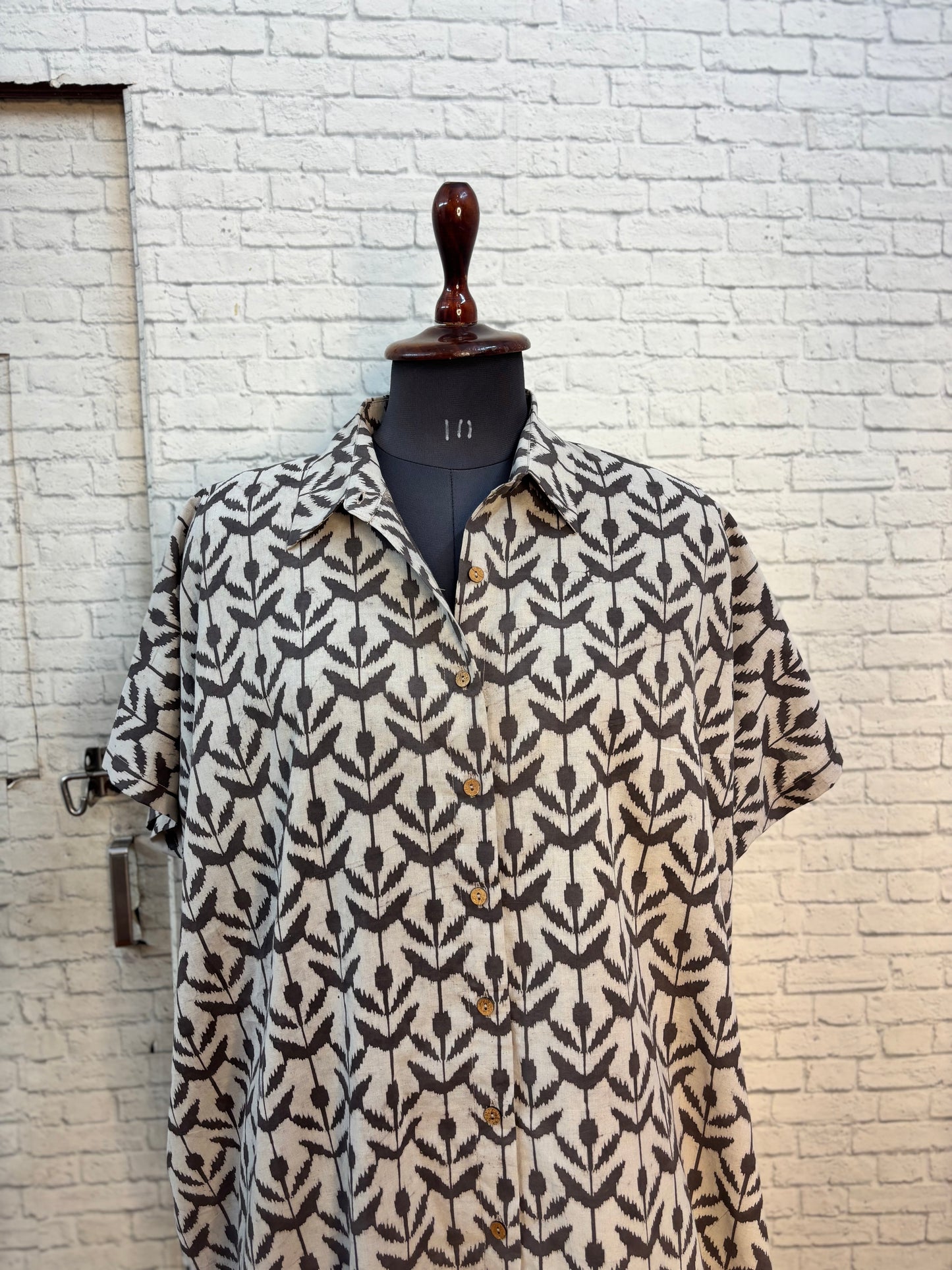 Kashish Flowers Hand Block Printed Cotton High Low Shirt Kaftan